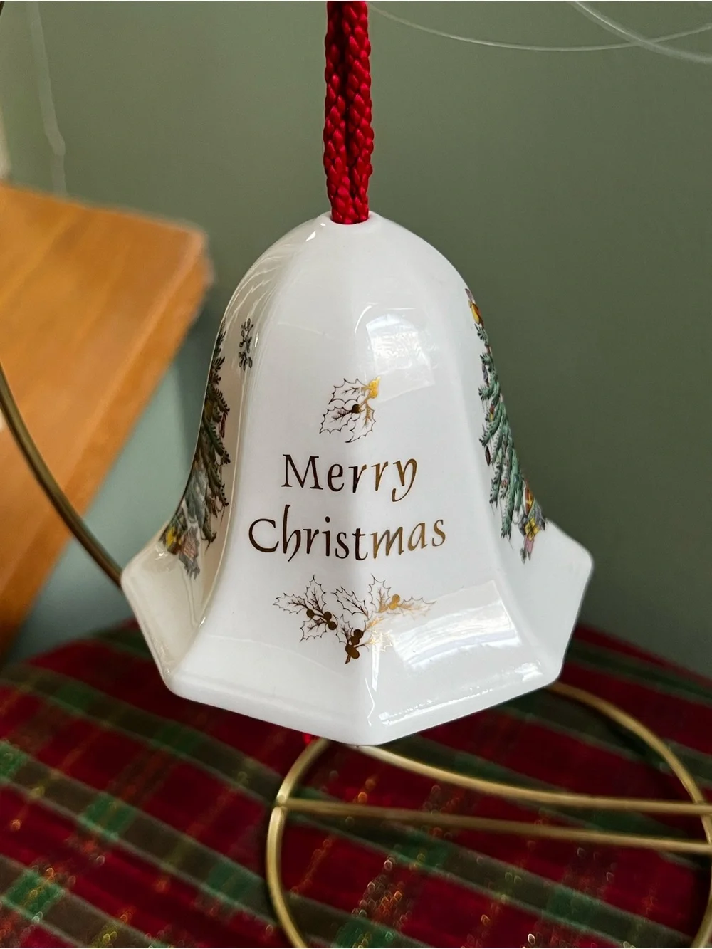 Spode Christmas Tree Fluted Bell ornament with Tassel
